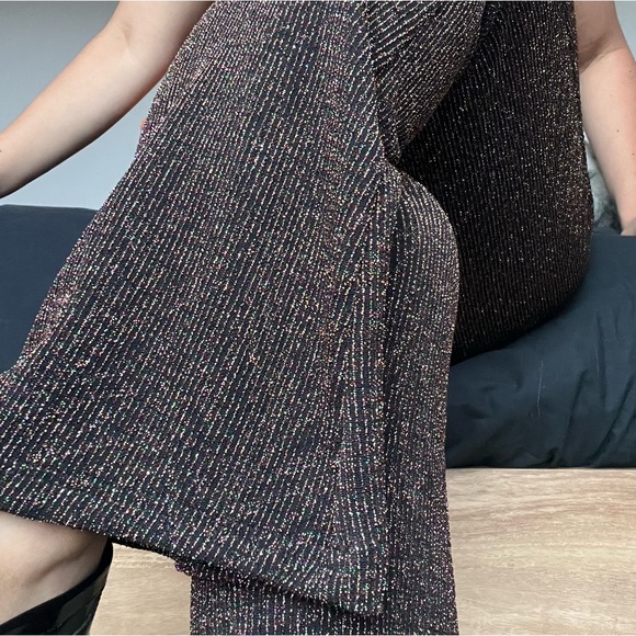 Kadu wide leg sparkle metallic pant, flare style, high  lightweight night out - Picture 7 of 10